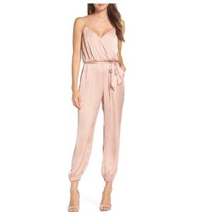 Bardot Blush Satin Jumpsuit